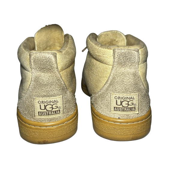 UGG Australia Boots Mens Size 12 Tan Suede Sheepskin Chukka Lace Up Wool Lined - Picture 6 of 10